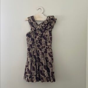 Ulla Johnson Ruffle Dress in plum and Cream Print